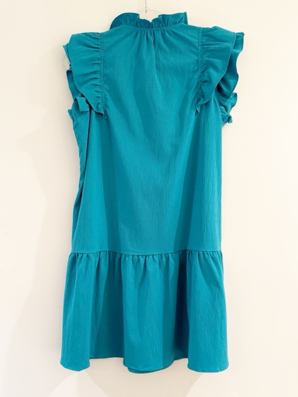 Women’s V-Neck Drawstring Ruffle Cap Sleeve Dress - Picture 4 of 8